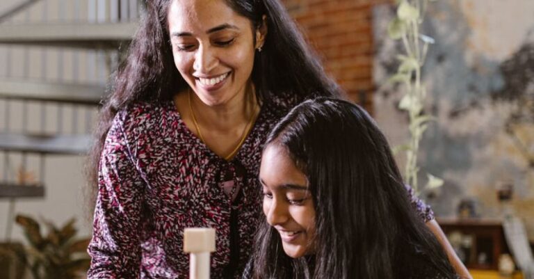 Homeschooling - A Girl Building Blocks