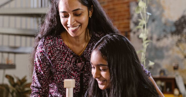 Homeschooling - A Girl Building Blocks